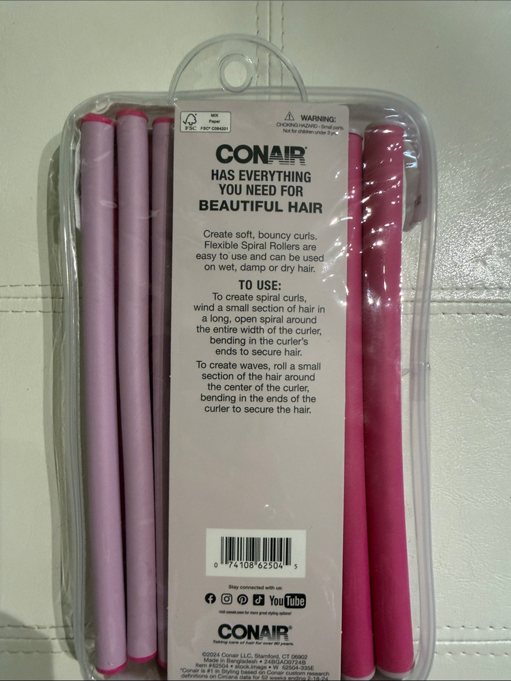 Conair Spiral Curls Soft & Bouncy Hair Rollers - Pink Mix - Picture 2 of 2